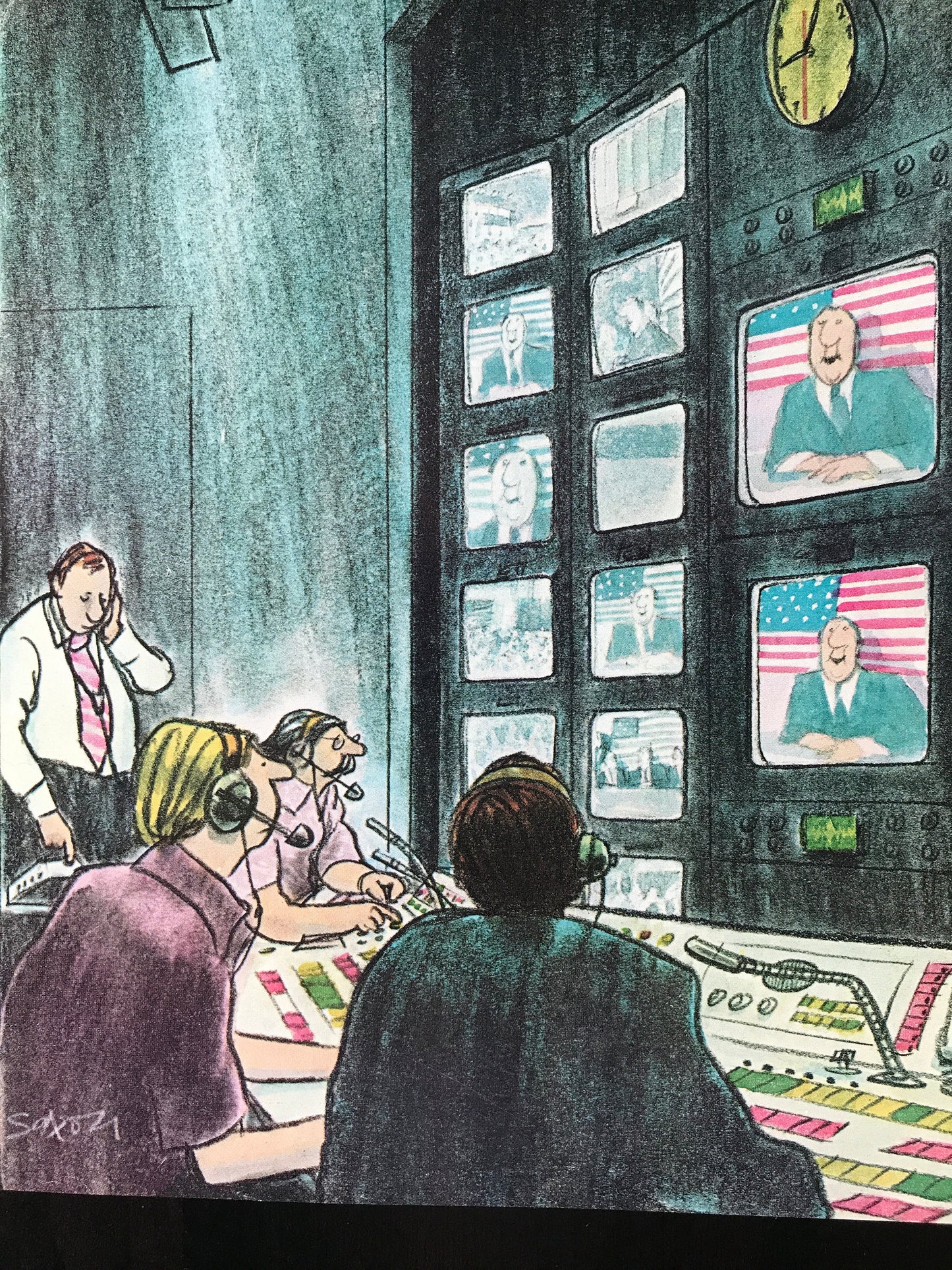 July 19, 1976 - The NEW YORKER Magazine charming original cover - Artist: Charles Saxon - television election