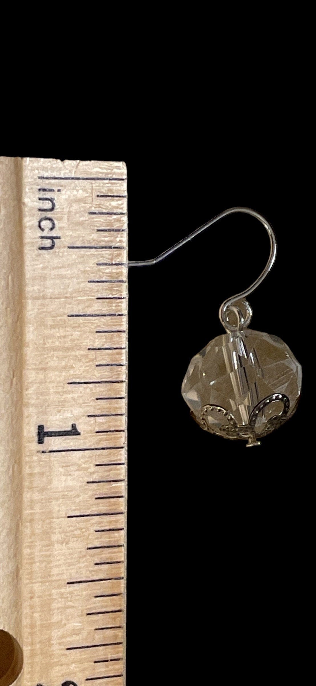 Clear crystal faceted drop dangle earrings - approx. 1"