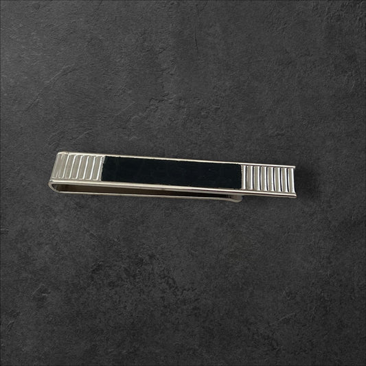 Black and silver mens tie clip - signed Swank