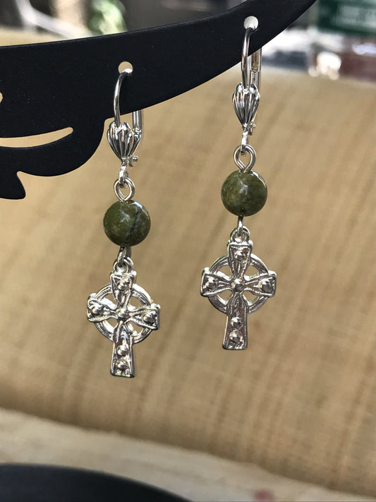 Stunning vintage cross and gemstone vintage dangle earrings