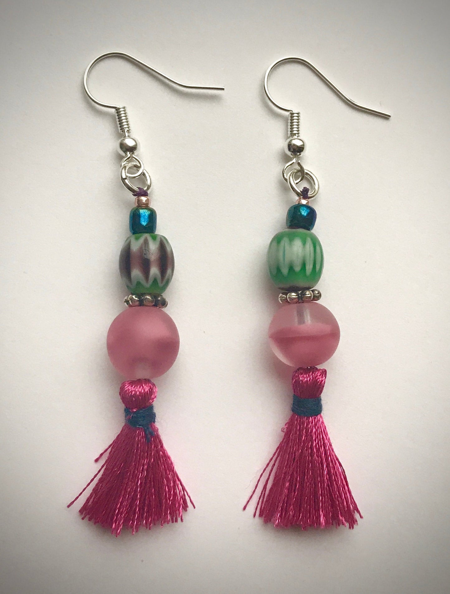 My unique, one-of-a-kind handmade by me - FUN, Bohemian style tassel beaded drop earrings