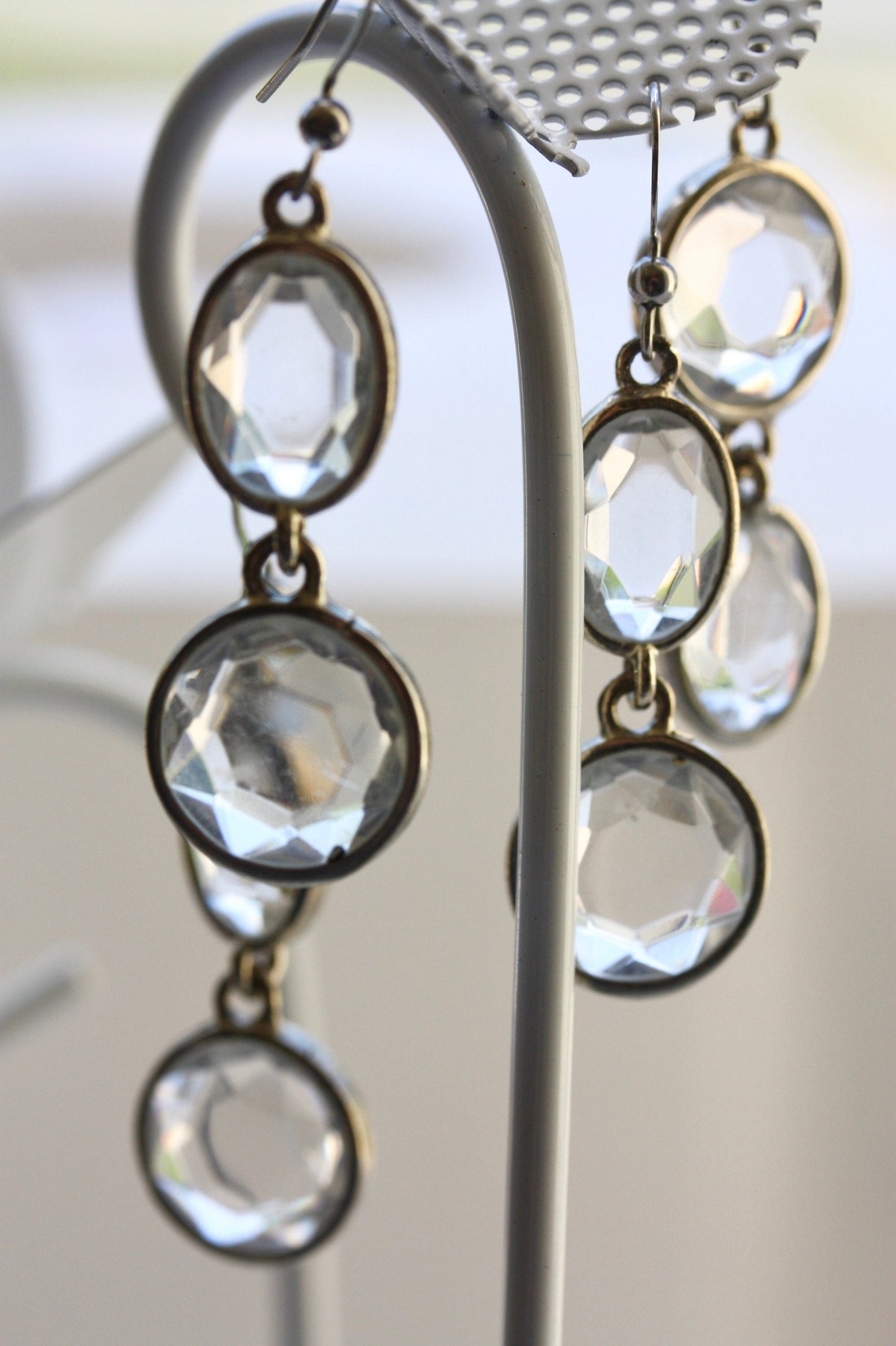 Handmade earrings with upcycled high quality vintage glass cut crystal