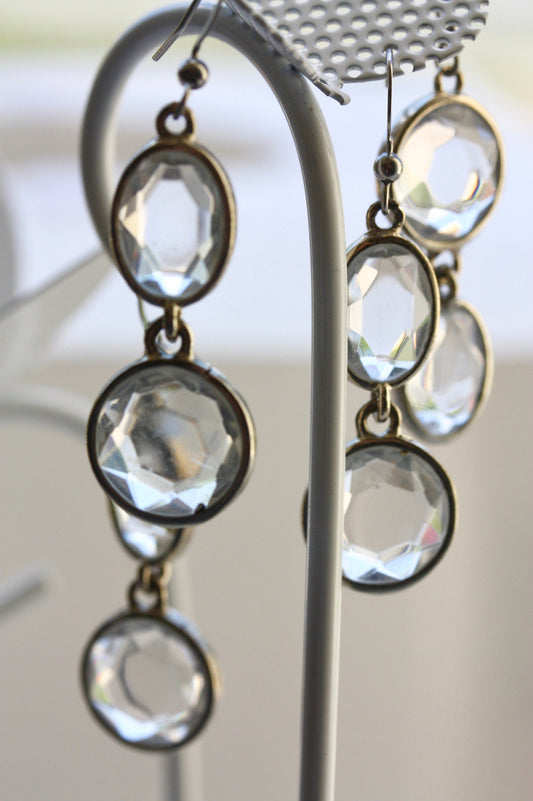 Handmade earrings with upcycled high quality vintage glass cut crystal