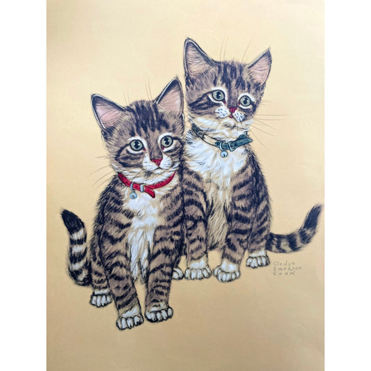 Stunning vintage MCM cat print by Gladys Emerson Cook - 1960's - ready to frame 3