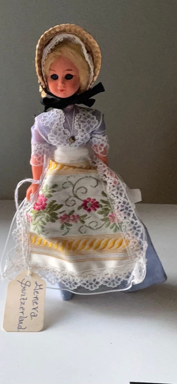 Vintage collectible handmade Geneva, Switzerland doll figurine - eyes open and close