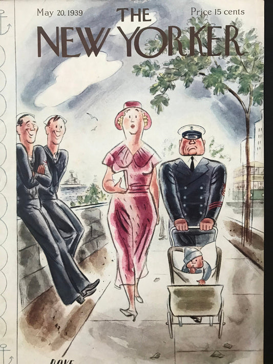 RARE - The NEW YORKER Magazine very rare original cover - May 20, 1939 - walking with a baby carriage