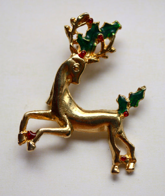 Stunning vintage Christmas pin - Reindeer