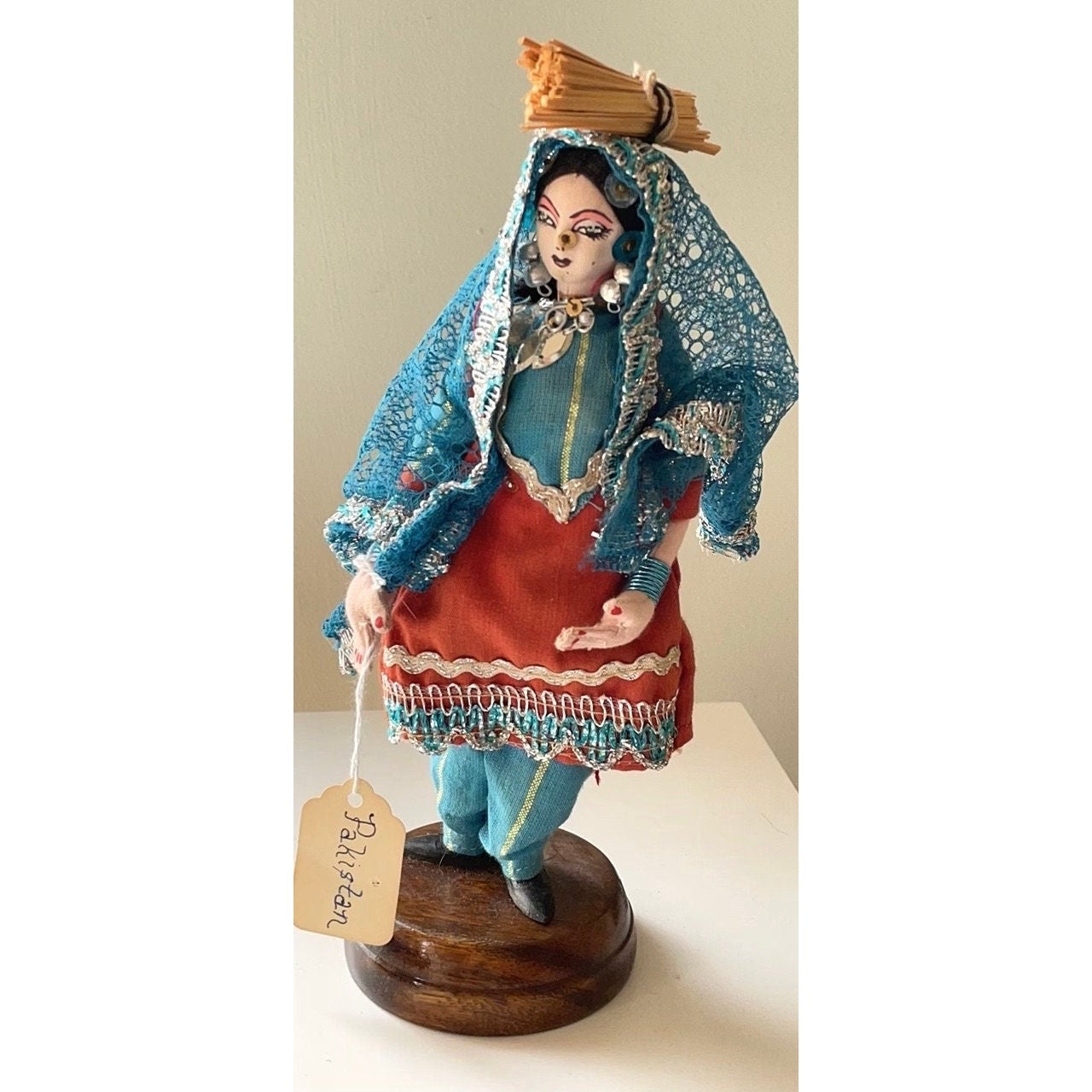 Vintage bejewelled collectible doll from Pakistan - please read description