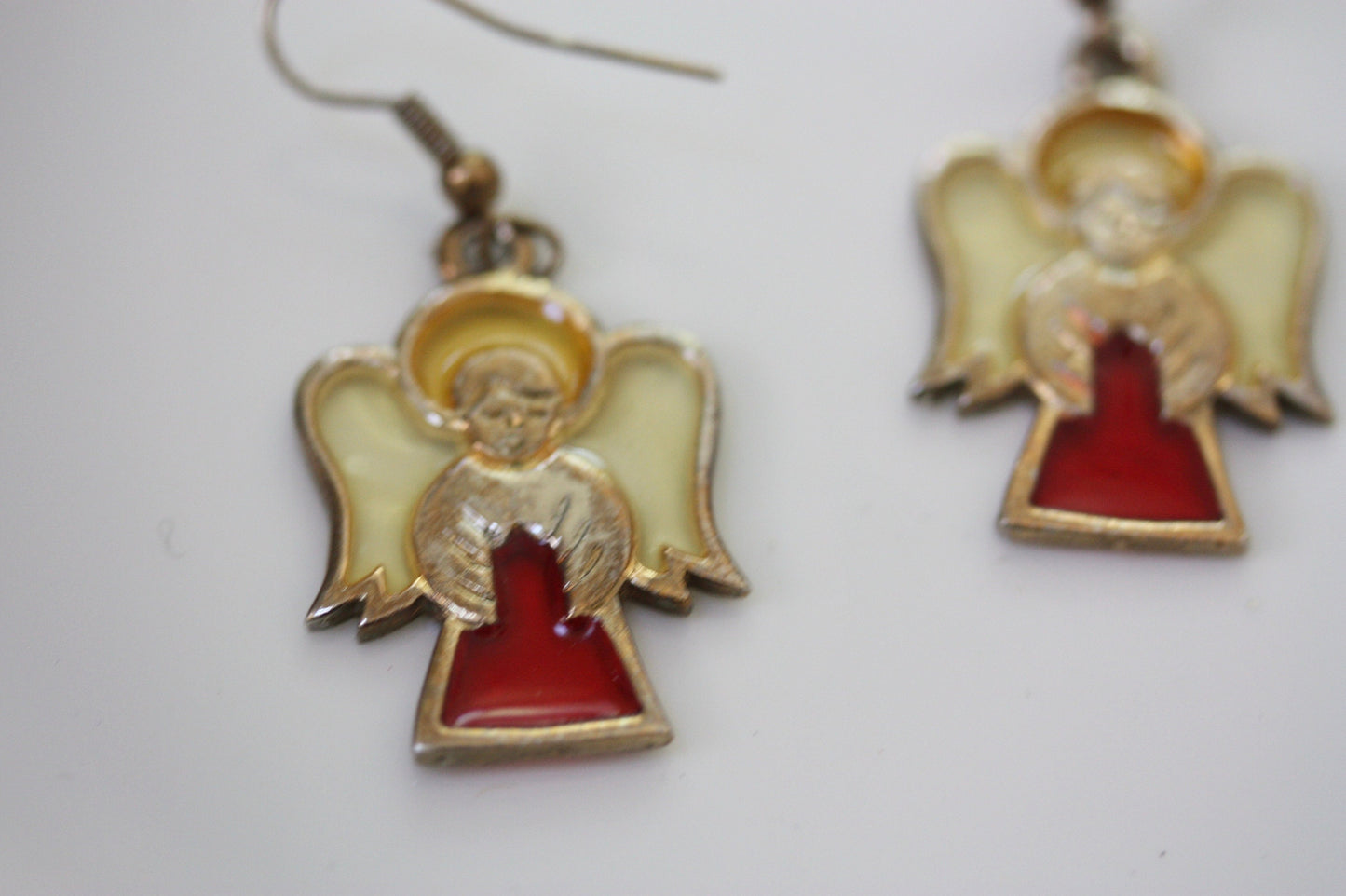 Stunning vintage stained glass angel earrings