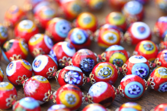 Stunning vintage glass  Venetian Murano Millefiori Artbeads Millefiori beads vintage necklace
