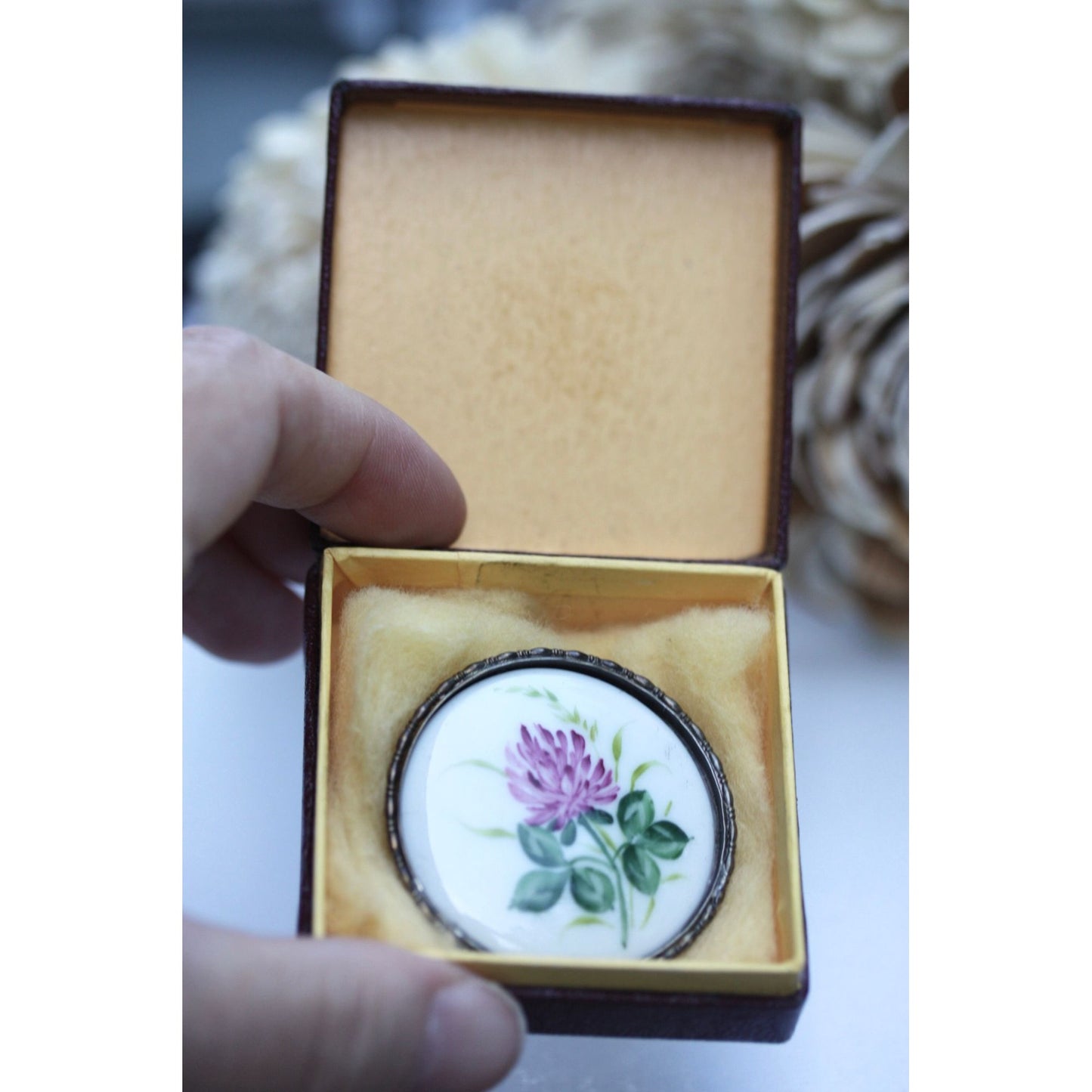 Rare Stunning Rosenthal porcelain painted cameo pin in setting