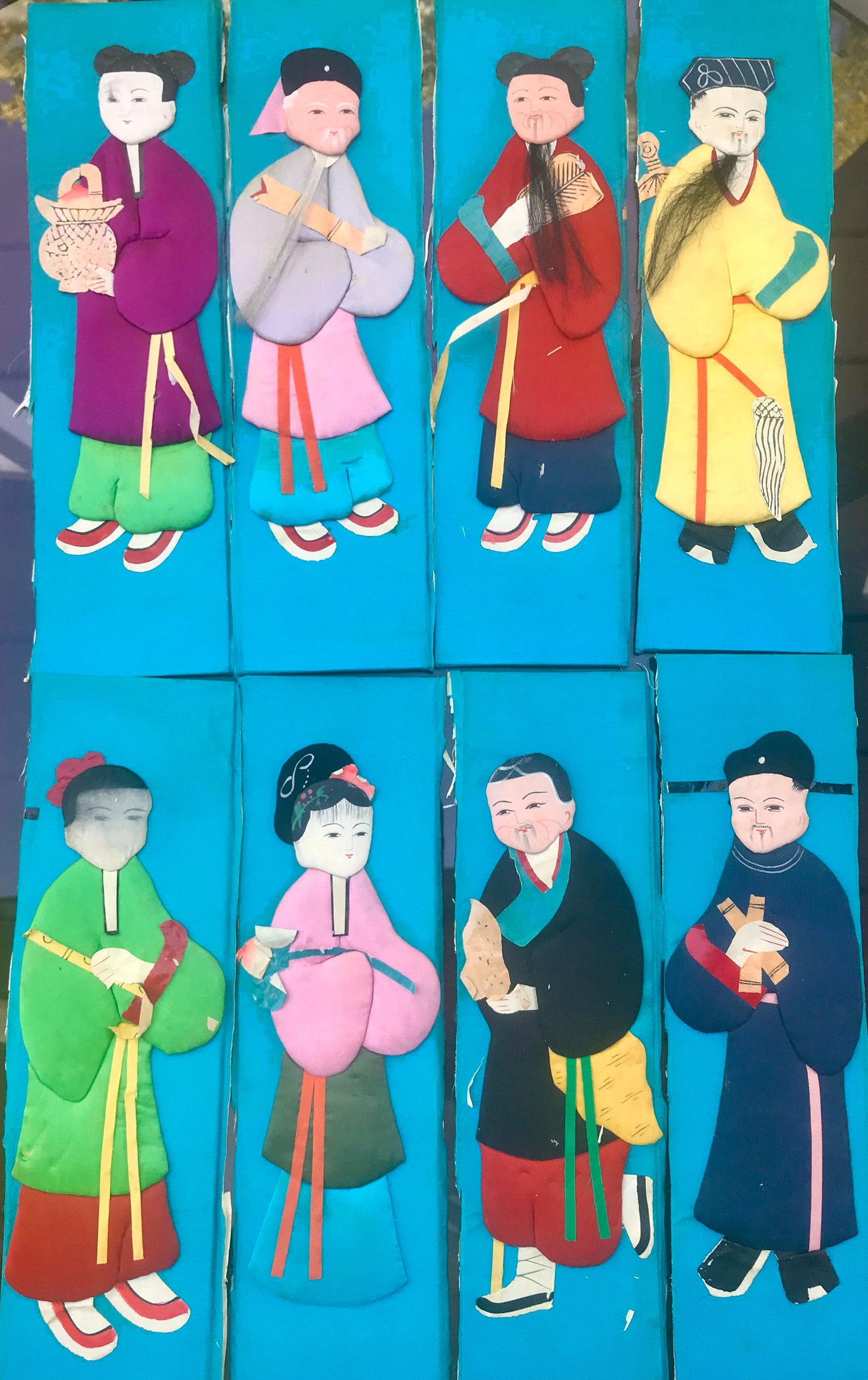 Your choice of unique colorful satin Asian panels - 11" long x 3" wide.