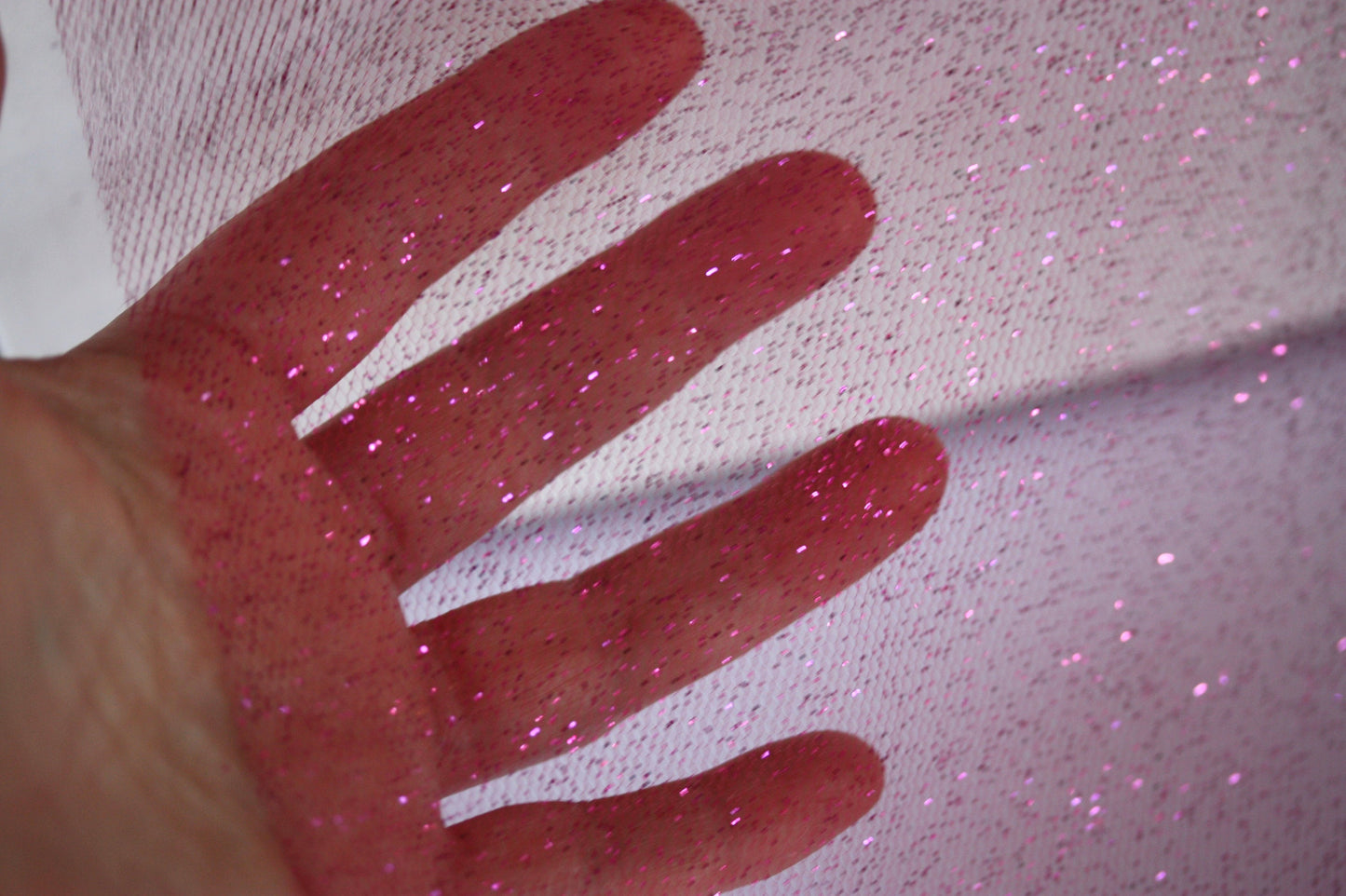 Stunning pink glittered tulle - for gift box wrap, bows, decorating, wreath making or other crafts
