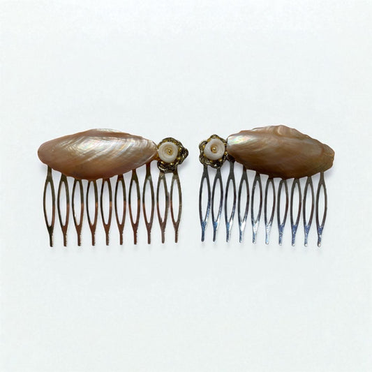Stunning handmade Mother of Pearl Hair Combs – Vintage Floral Hair Accessories, Bridal Hair Comb Set