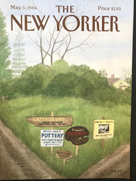 RARE May 5, 1986 - The NEW YORKER Magazine vintage original cover - pottery, ,watercolor, art signs