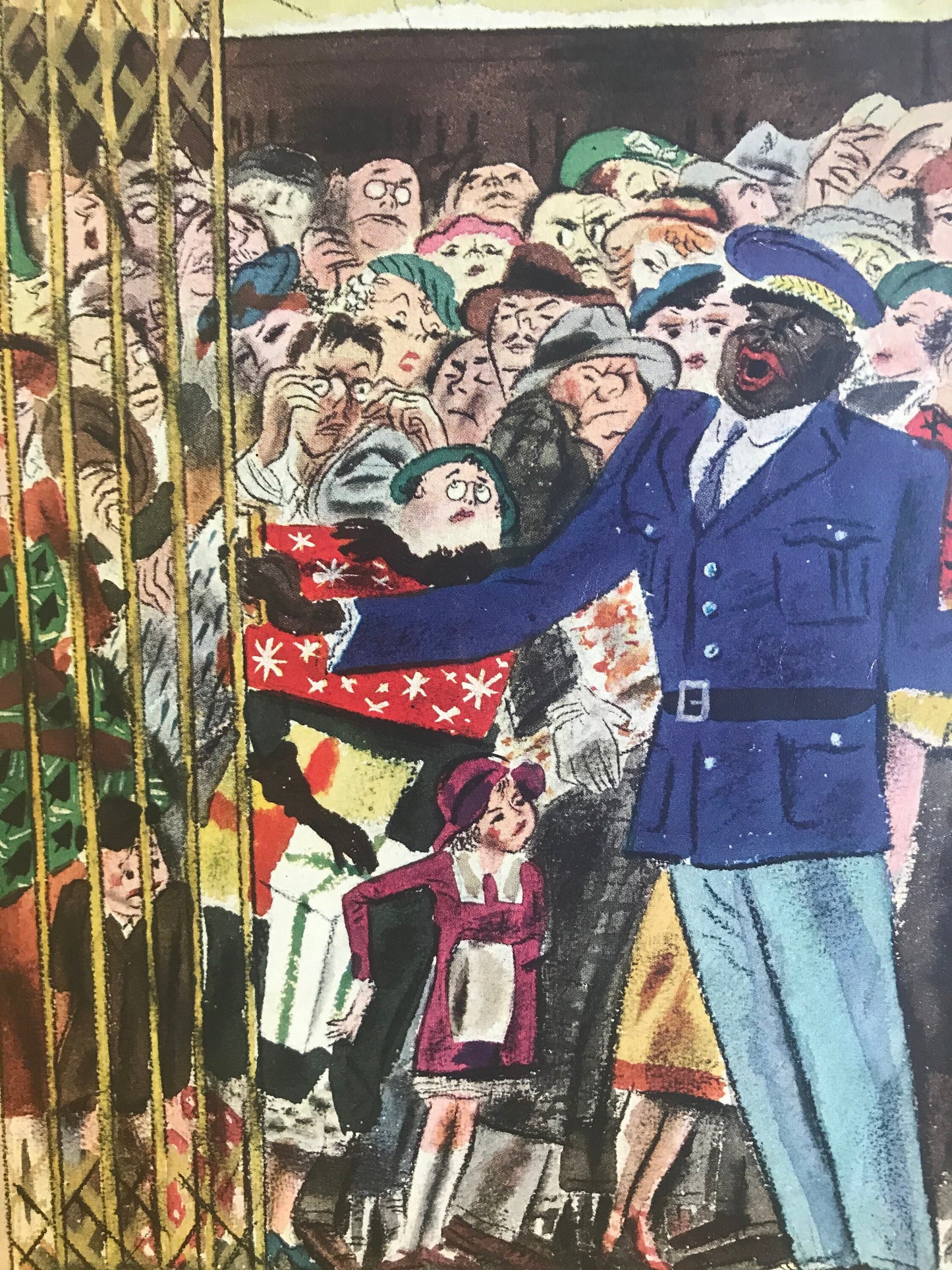 Very Rare - December 12, 1936 - NEW YORKER Magazine cover - packed elevator