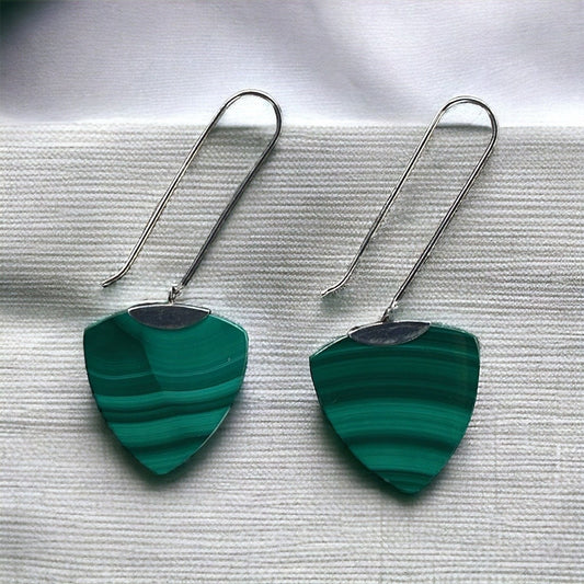 Stunning vintage green malachite earrings
