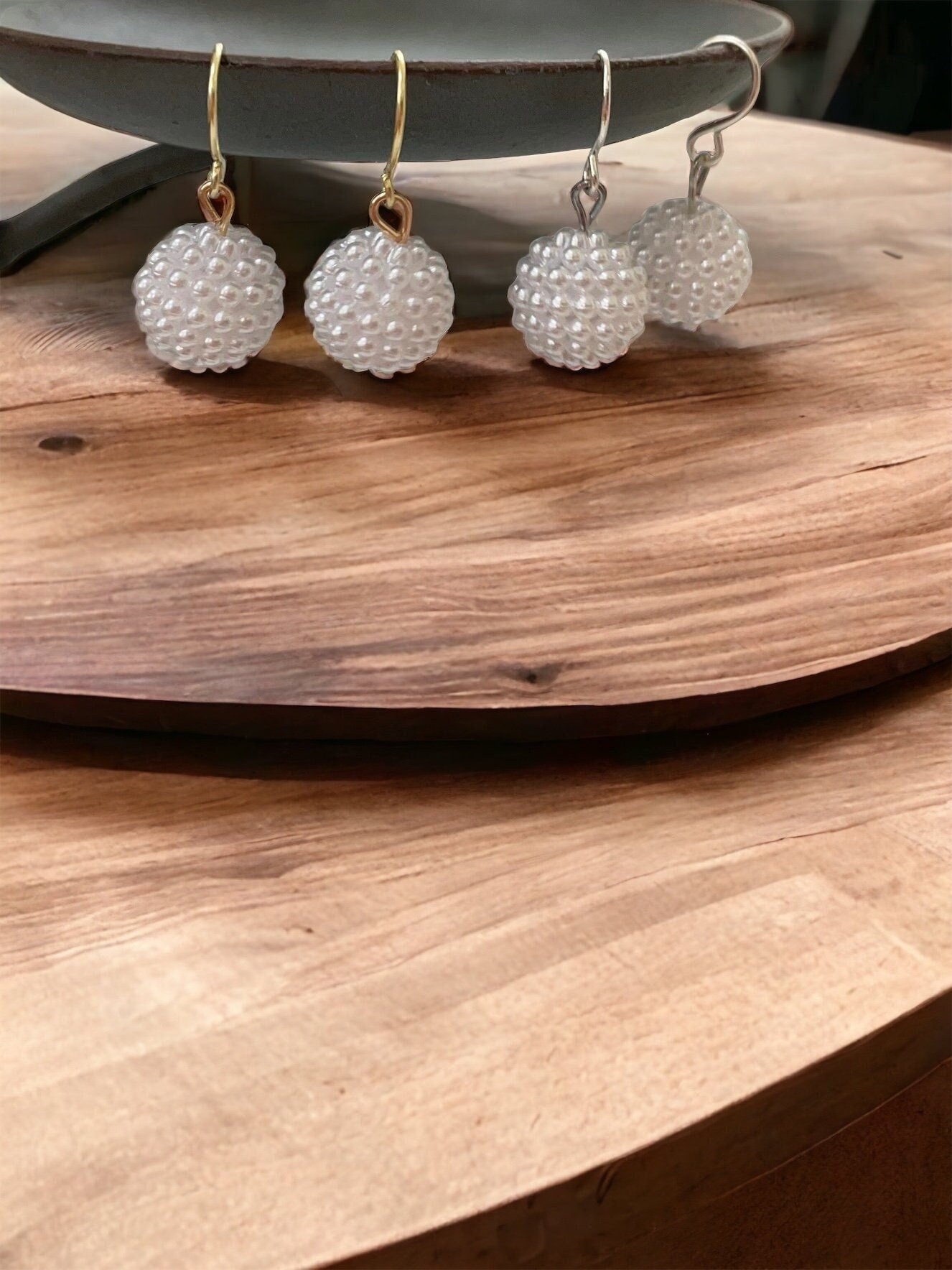 Minimalist small dangle faux pearl earrings