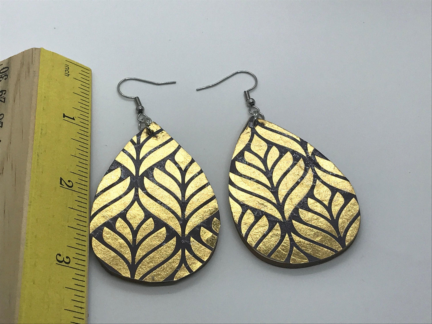 Unique handmade earrings -  mixed materials - specialty paper, sealant and wood