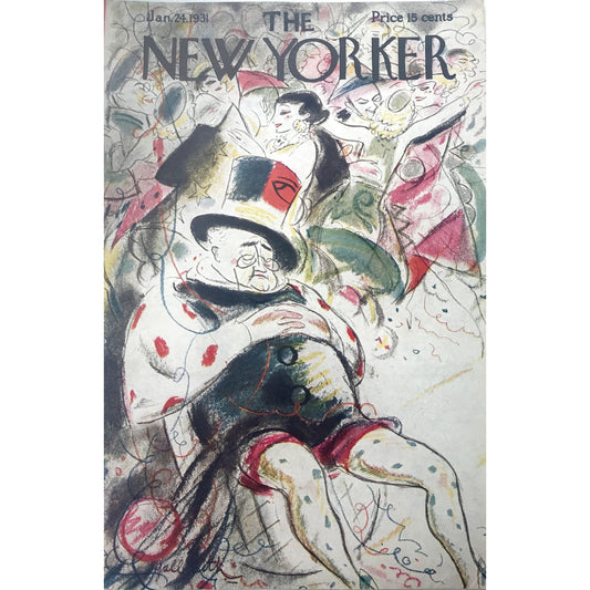 RARE - The NEW YORKER Magazine very rare original cover - January 24 1931 by William Crawford Galbraith - old man passed out at party