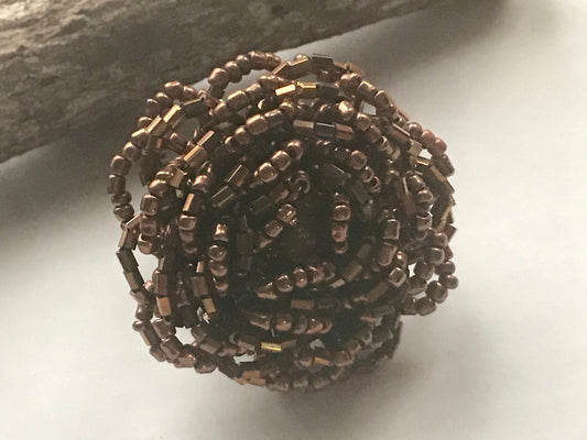 Large fun beaded vintage ring - one-size-fits-most - seed beads, beadwork
