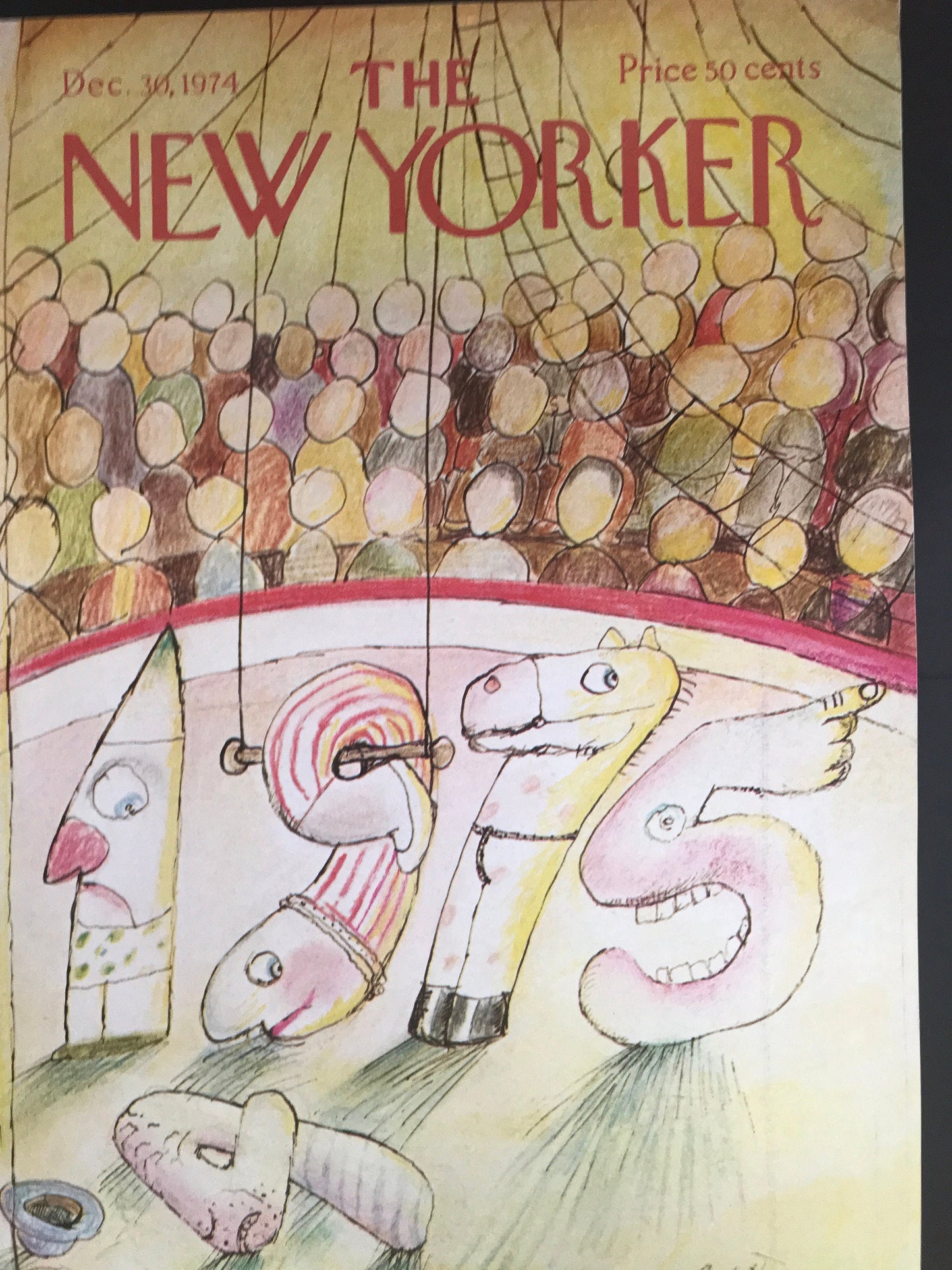 December 30, 1974 - The NEW YORKER Magazine original cover - artist André Francois - New Year's Circus, New Years Eve, 1975