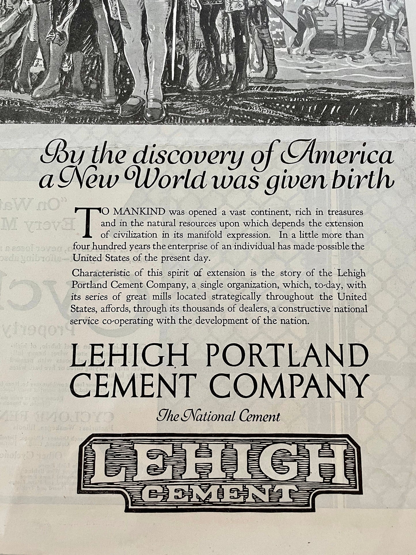 1919 Original Lehigh Portland Cement Company full page advertisement from a 1919 issue of The Saturday Evening Post