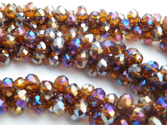 Copper Aurora Borealis necklace - copper toned aurora borealis (AB) crystal stunning handmade bead crochet necklace