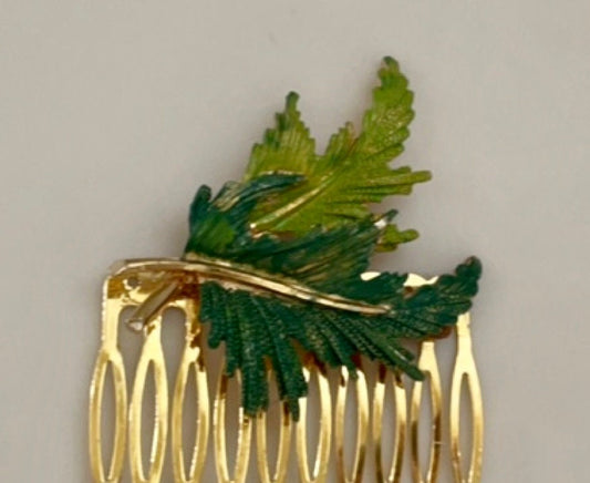 Unique handpainted fall leaves hair comb