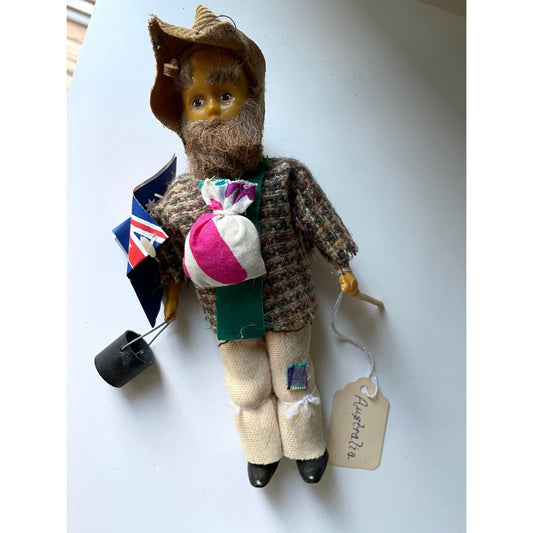 Vintage Australian Swagman doll with original tags - Made in Australia