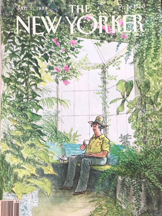 The NEW YORKER cover only - January 31, 1983 - woman sitting in garden
