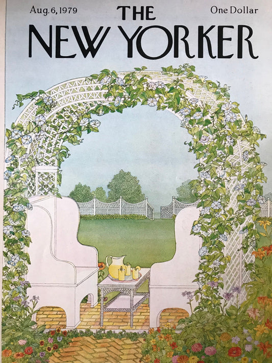 NEW YORKER Magazine cover - August 6, 1979 - garden, tea time, iced tea, lemonade
