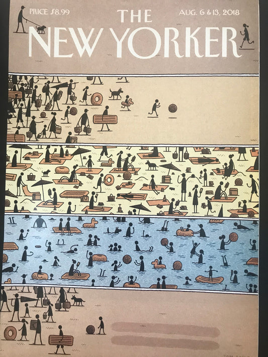 August 6 & 13, 2018 - The NEW YORKER Magazine original cover - enjoying the lake, beach, pool, swimming, summer, summertime