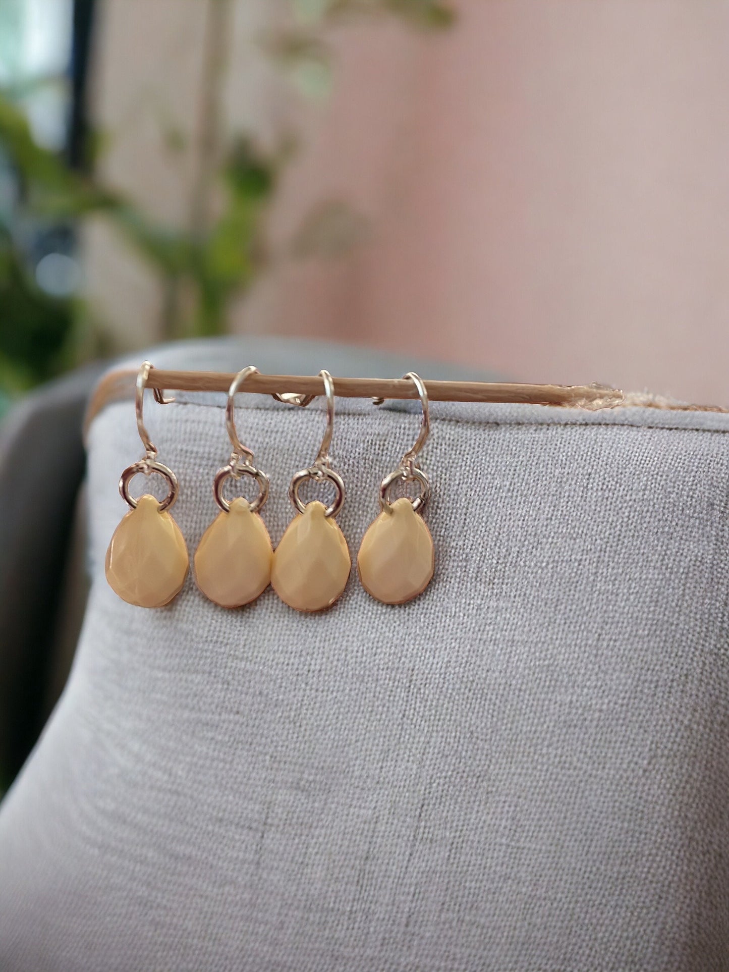 Small little "cream puff" simple easy to wear, go-with-everything dangle earrings