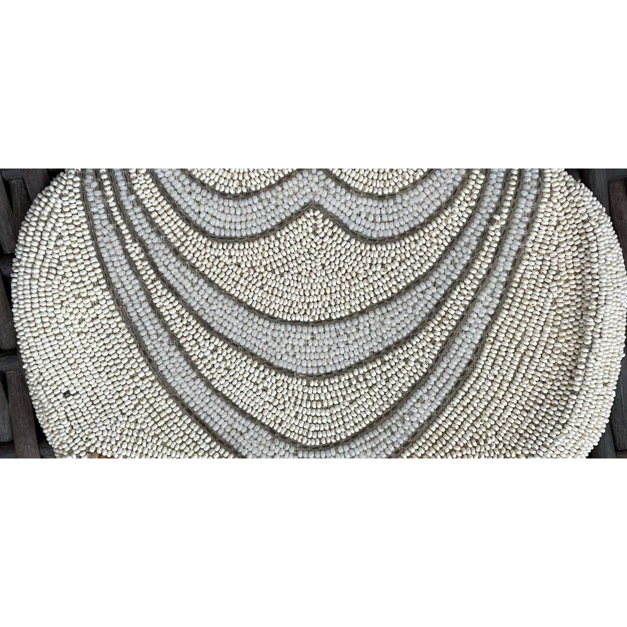 Vintage Beaded Clutch – Antique Ivory Seed Bead Purse With Zipper Closure