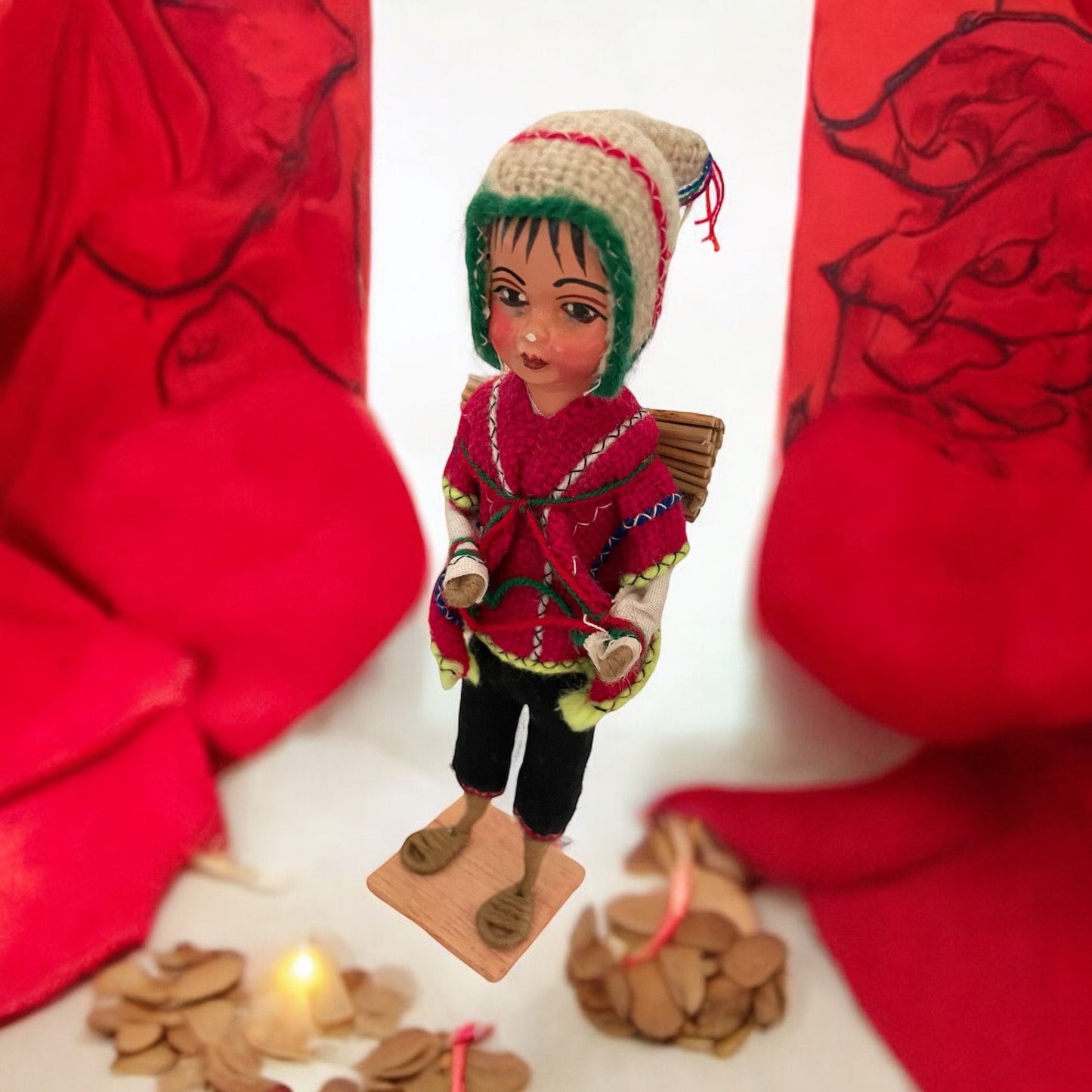 Vintage collectible handmade Peruvian folk art doll figurine