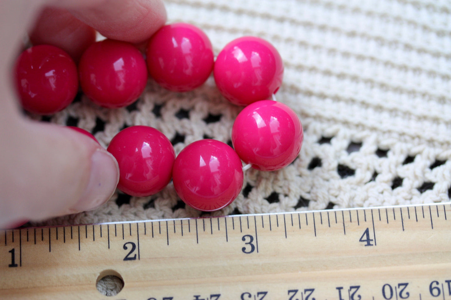 HOT pink stretchy vintage beaded bracelet