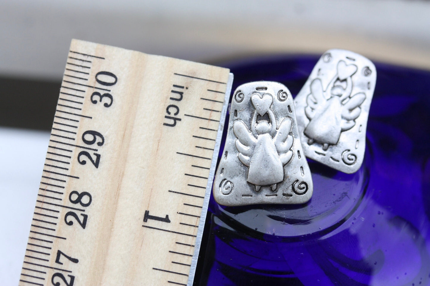 Upcycled angel stud earrings