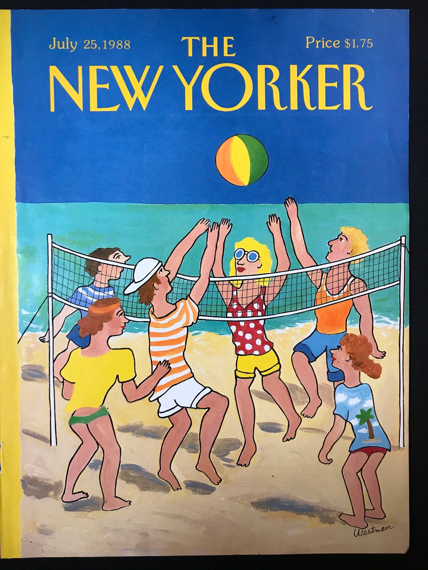 NEW YORKER Magazine cover - July 25, 1988 - beach volleyball