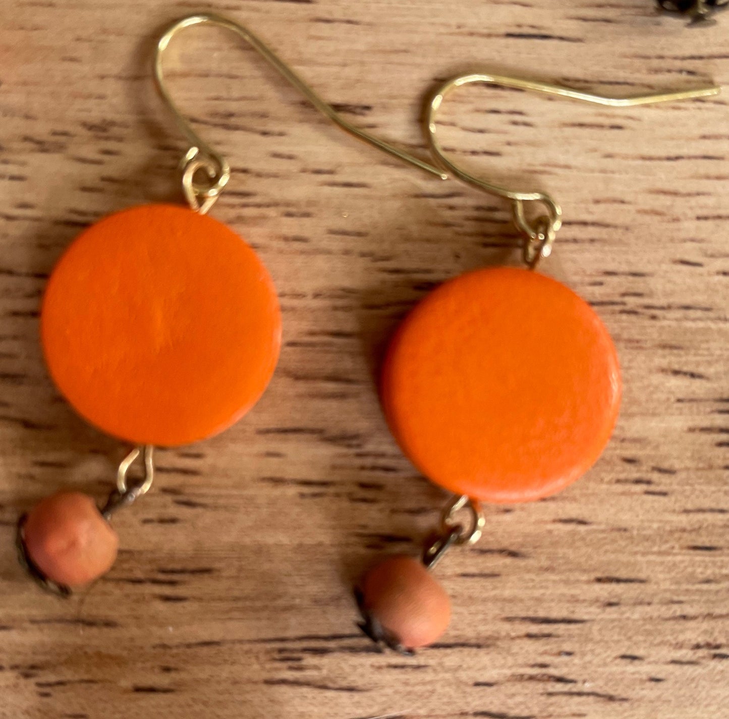 Colorful round wooden fun dangle earrings - your choice of color combos