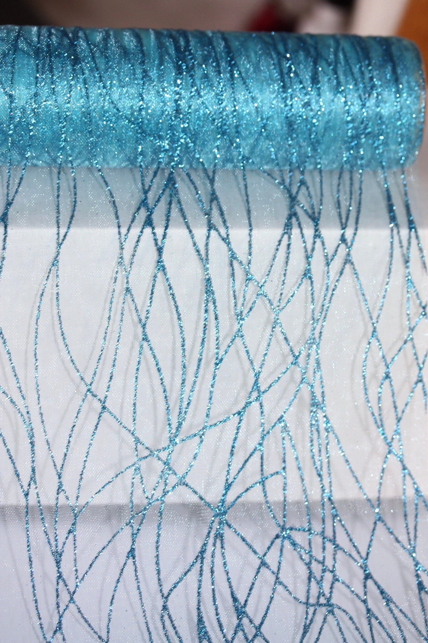Stunning turquoise glittered tulle - for gift box wrap, bows, decorating, wreath making or other crafts