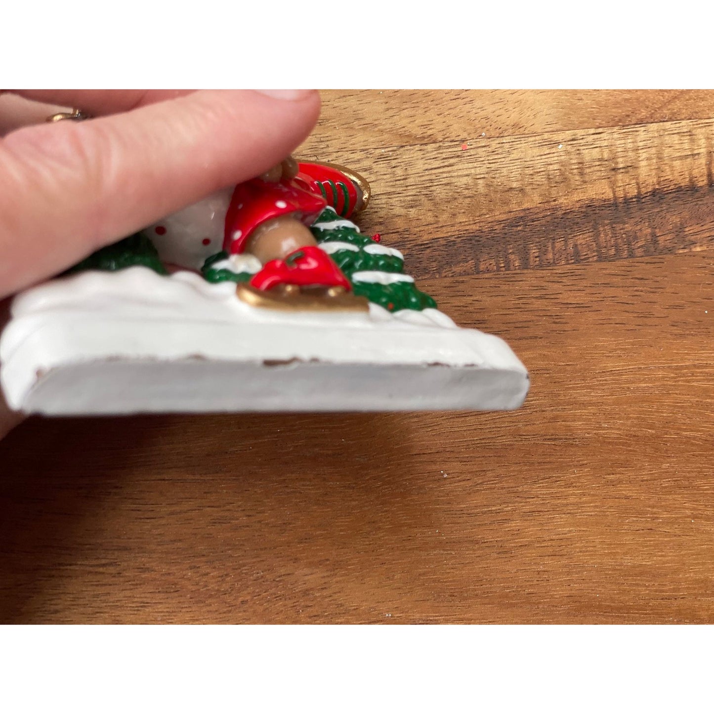 Vintage Joseph K & Co. Santa's Pen teddy bear ice skating by tree Christmas Ornament