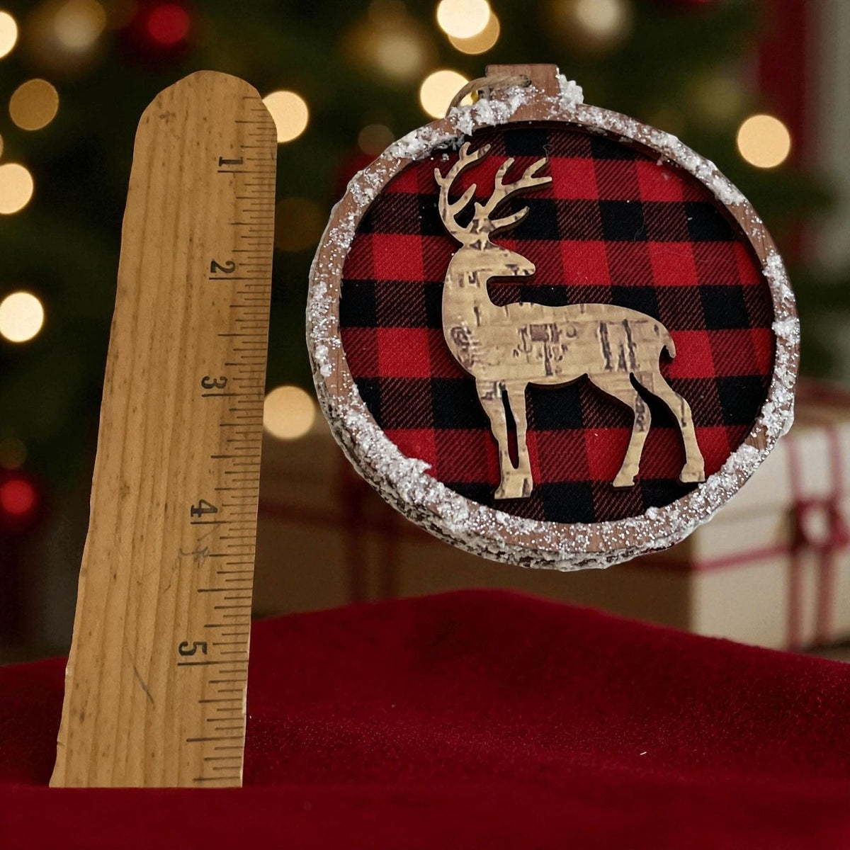 Plaid Red Wood Kurt Adler Christmas Ornament – Vintage Holiday Tree Decor