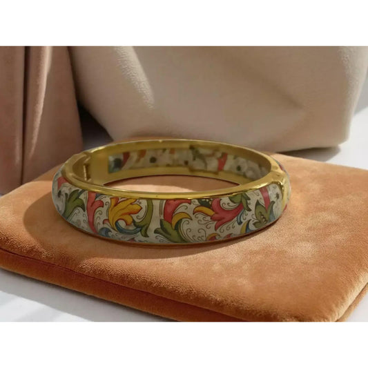 Stauer Florentina Gold Tone Hinged Bangle Bracelet | Statement Jewelry