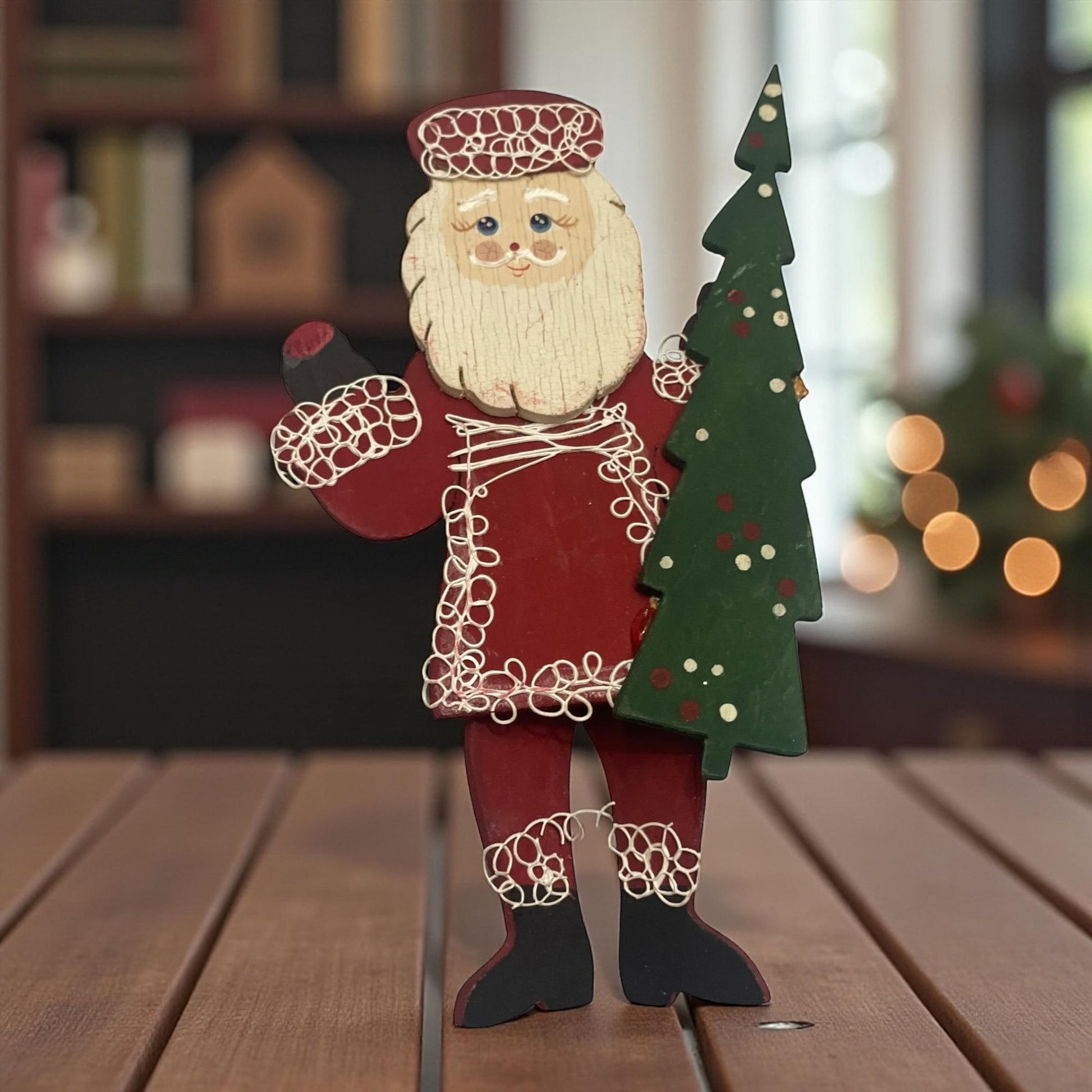 Vintage folk art style Wooden Christmas Ornaments Set – Hand  display picture 1