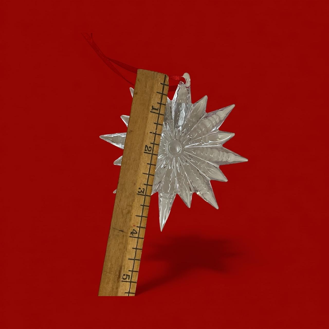 Waterford Crystal Snowstar Starburst Christmas Tree Ornament – Clear Cut Crystal Snowflake with Red Ribbon – Waterford Christmas Decor