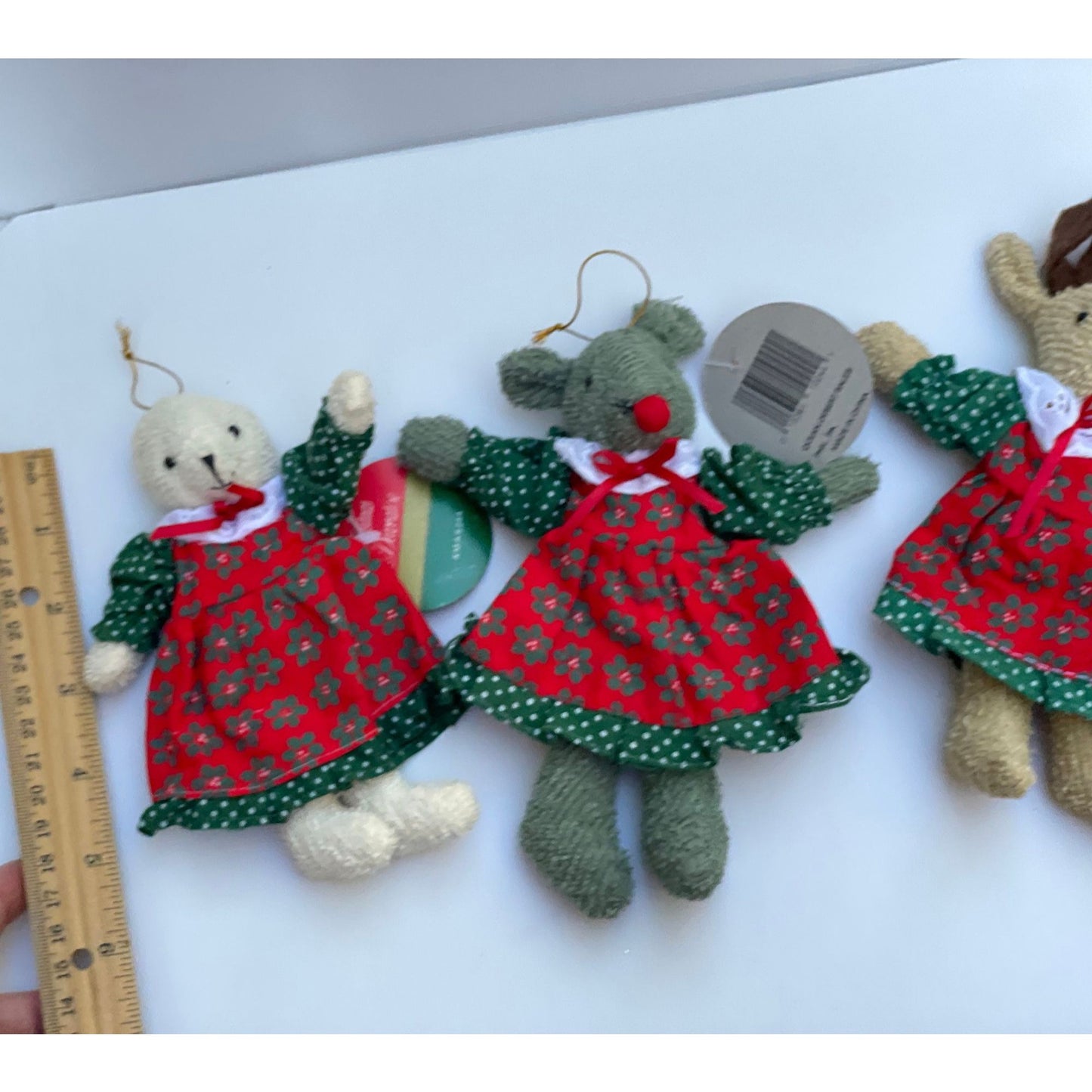 Your choice of vintage Christmas stuffed animal ornaments - bear, mouse or reindeer