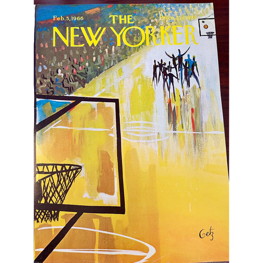 NEW YORKER Magazine cover - February 5, 1966 - basketball