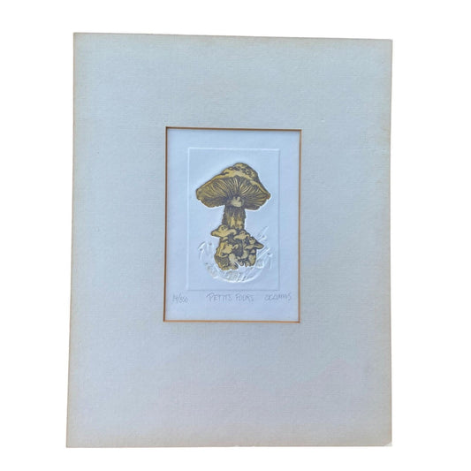 Carol Travers Lummus -Signed & Numbered Etching, Limited Edition Intaglio Print, Surreal Mushroom Art, Botanical Wall Decor “Petit Fours”