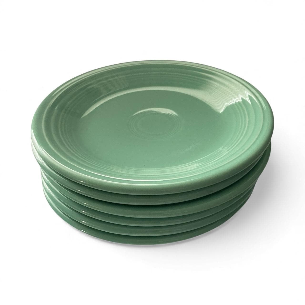 Set of 6 Vintage Homer Laughlin Fiesta Green Plates 7.25" • Classic Fiestaware Luncheon Plates